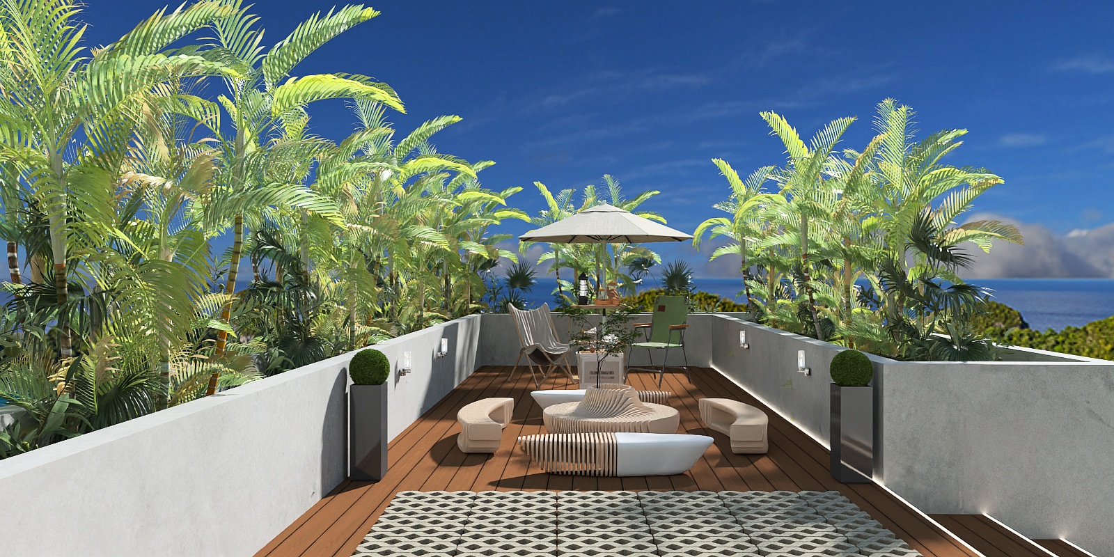 open top terrace with sitting area