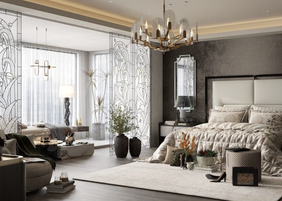 Bedroom with sitting area 🤍 Design Rendering