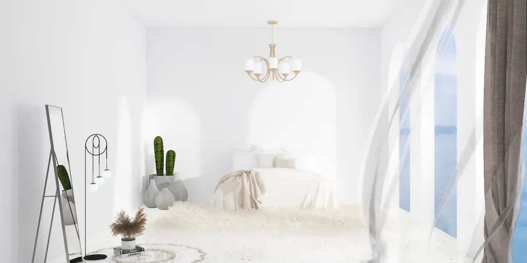 a room with a white wall and a white bed 