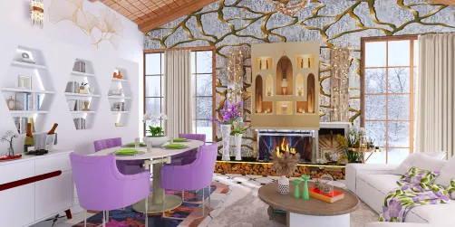 Refreshing interior for Winter days 💜🤍💚🧡3D pic