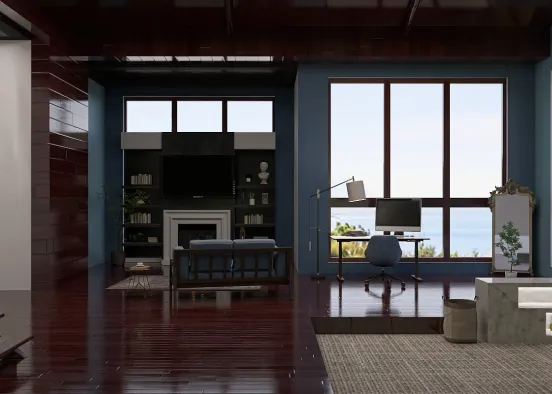 Modern Living room beach condo  Design Rendering