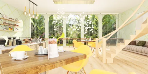 Coffee shop in the rain forest 