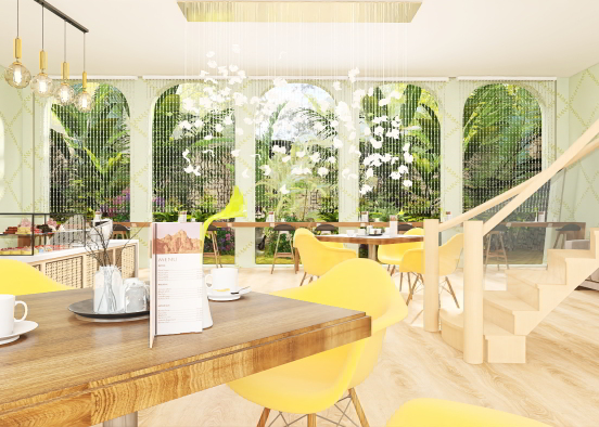 Coffee shop in the rain forest  Design Rendering