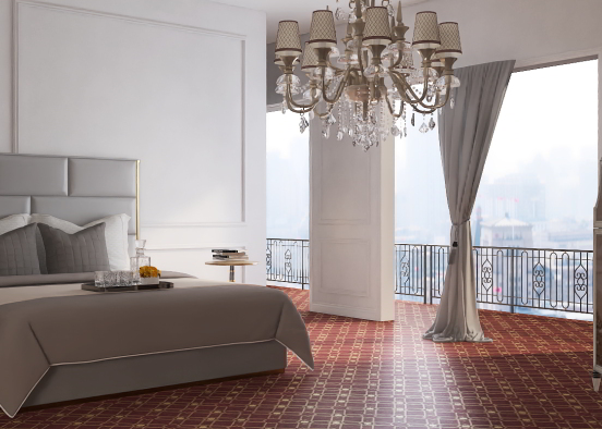 French Luxury Hotel Room Design Rendering