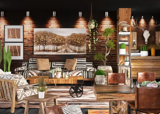 # City Life in a Rustic Home Renderização de Design