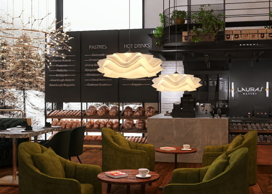 cozy,warm bakery/cafe to get a hot choc. Design Rendering