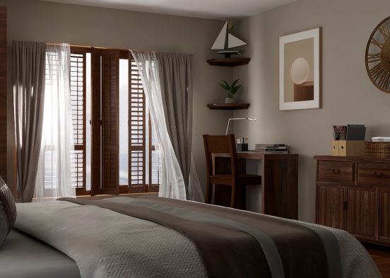 cozy wooden theme bedroom 🛏🤎 Design Rendering