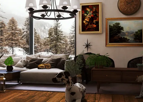 winter living room Design Rendering