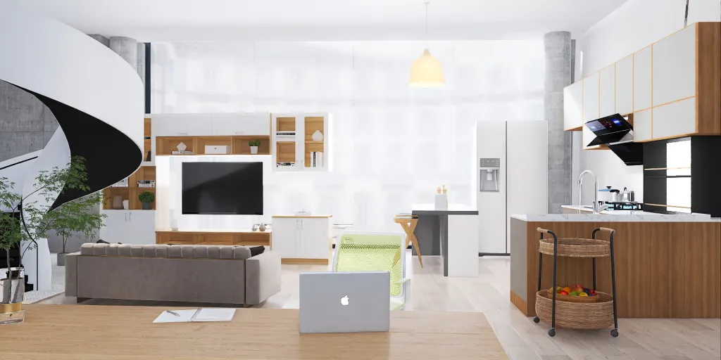 a kitchen with a white refrigerator and a black stove 