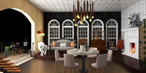 Neo Baroque Revival pitch  dark night  supper