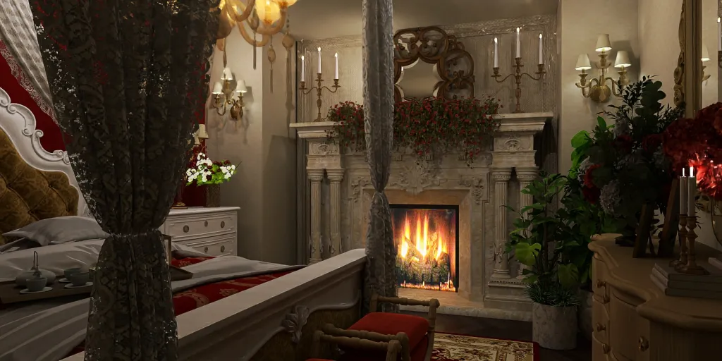 a fireplace with a fire place in it 