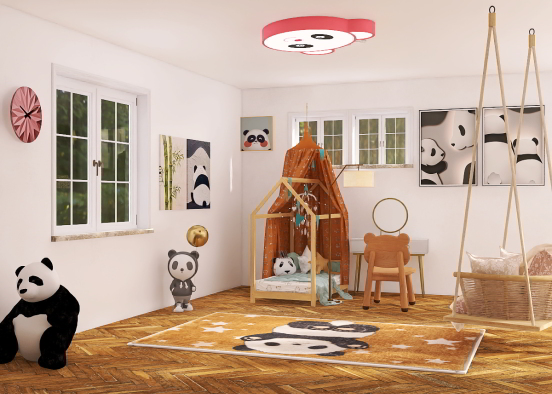 A kids Panda room Design Rendering