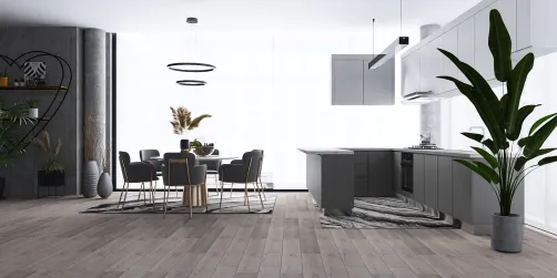 Grey kitchen and dining room🖤🤍