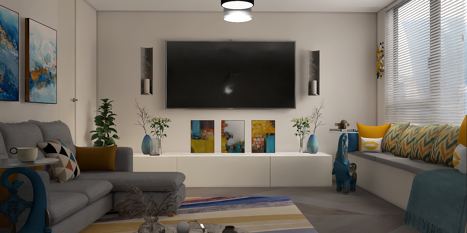 grey blue yellow mood