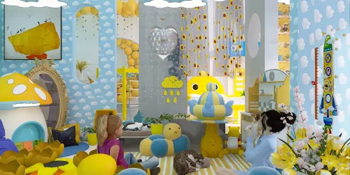 The blue and yellow playroom 