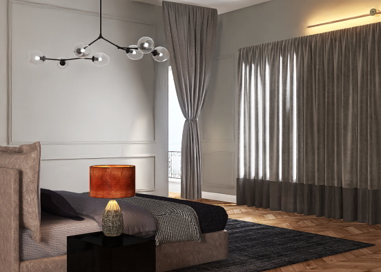 Bedroom in a penthouse apartment  Design Rendering