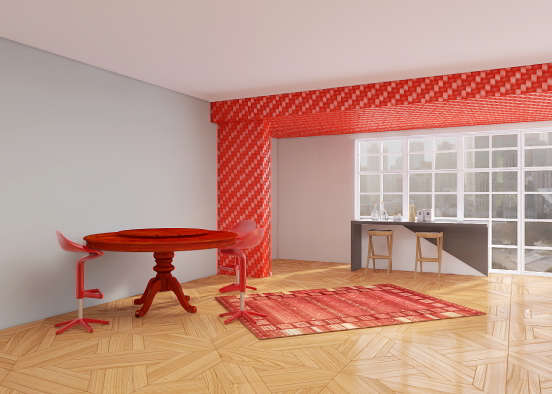 red dining room Design Rendering