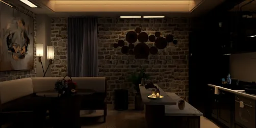 Black and wood kitchen