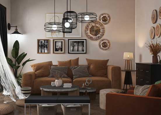 Boho living Design Rendering