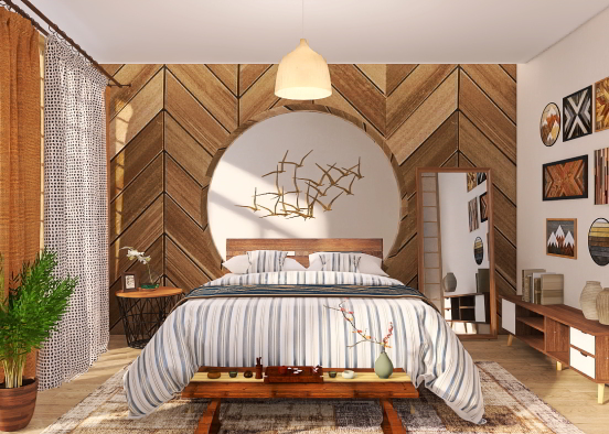 Asian bedroom  Design Rendering