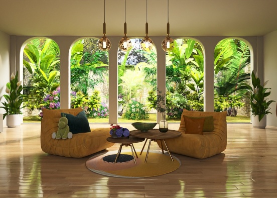 Colorful tropical island house interior Design Rendering
