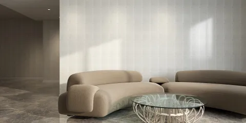modern sofa arrangement enhancing a minimalist living room interior design with a focus on soft textures and neutral tones, utilizing Homestyler's real-time 3D rendering feature