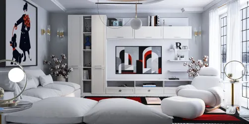 "Modern Living Room with Artistic Decor"