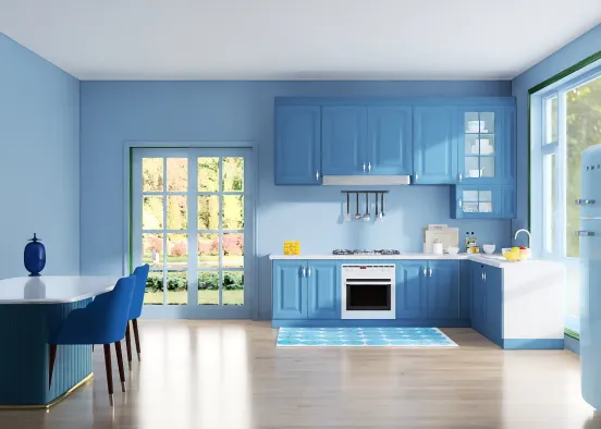 BLUE Kitchen  Design Rendering
