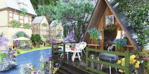 Cottage on the river💙🩵🐟in the Village😉😊