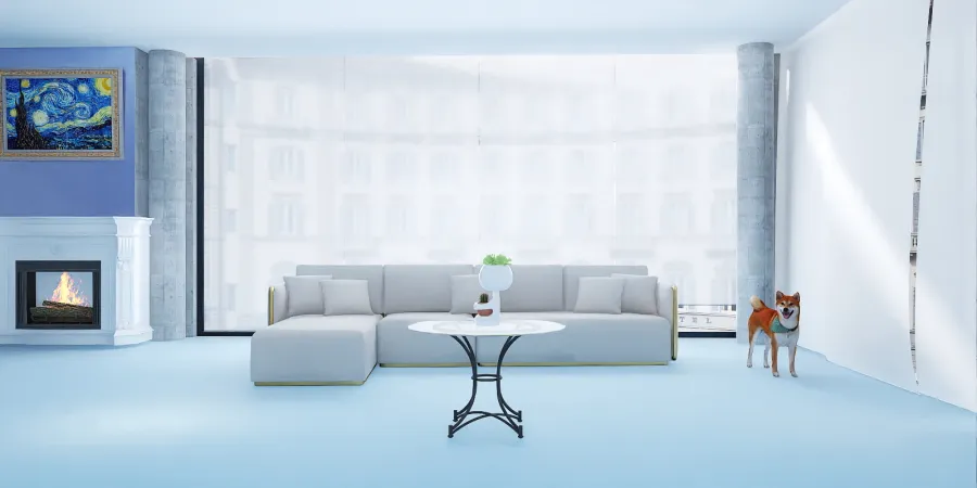 a living room with a couch, chair, and a television 