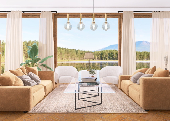 Living room with beautiful view  Design Rendering