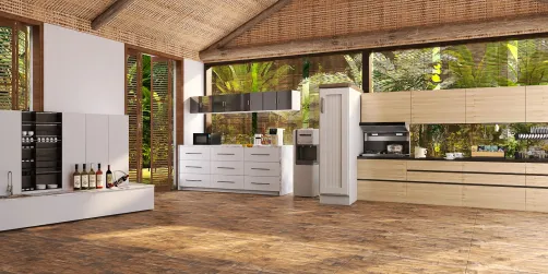 Farmhouse kitchen in a tropical style