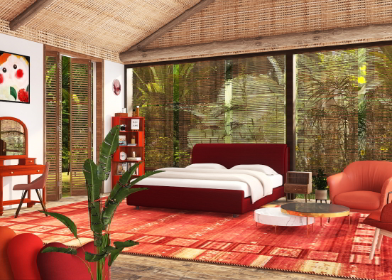 Red Bedroom ❤️ Design Rendering