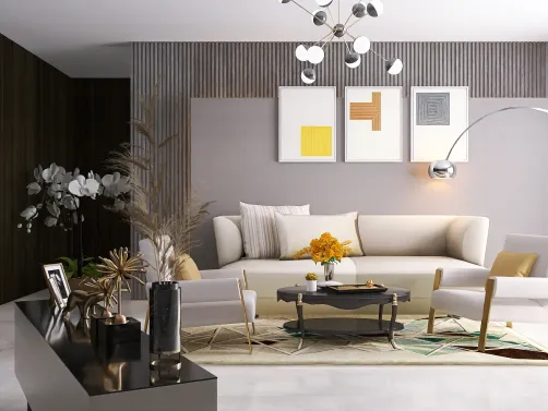 template room with furniture - simplistc