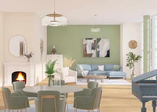 Blue and green room Design Rendering