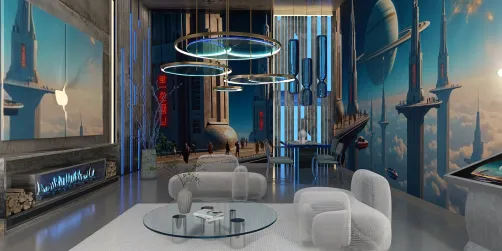 High up in a futuristic city above the clouds🌇