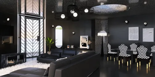 Modern black&white living room 