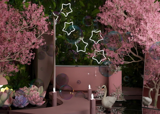 Розовая ванна в приоивах цветения  Design Rendering