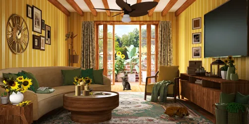 Sunflower Living Room, Country Style