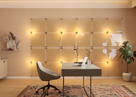 Light beige Office  Design Rendering