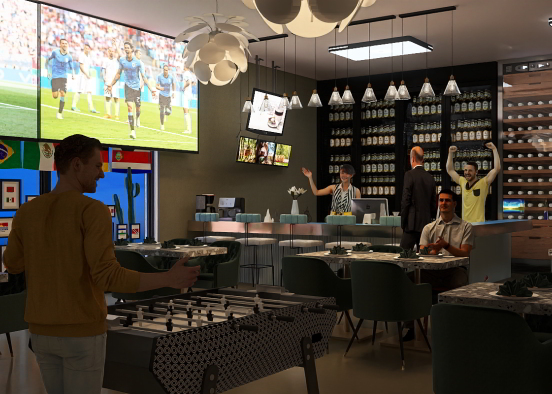 Football lovers at the restaurant Design Rendering