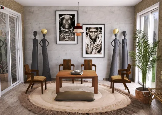 # African themed home Renderização de Design