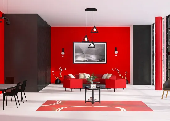 Red and black room Design Rendering