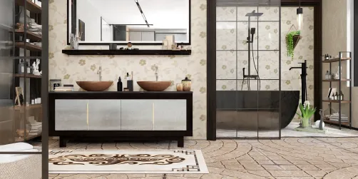 Bathroom designed in industrial style