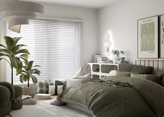 Olive Green Bedroom  Design Rendering