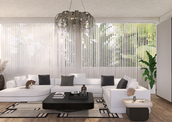 soggiorno con divano bianco  Design Rendering