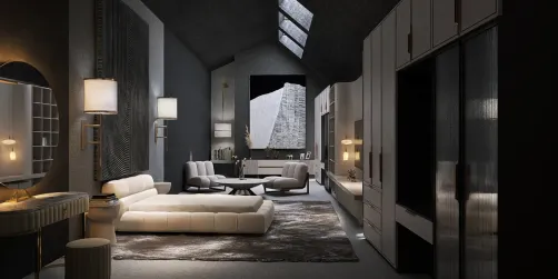 Grey and White Attic Bedroom