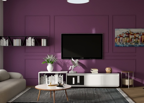 purle living room  Design Rendering