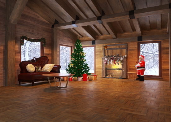 Leather Christmas room Design Rendering