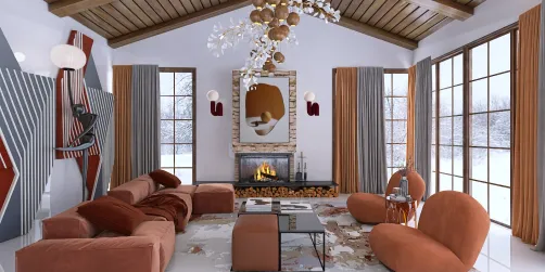 Simple chic living cabin room